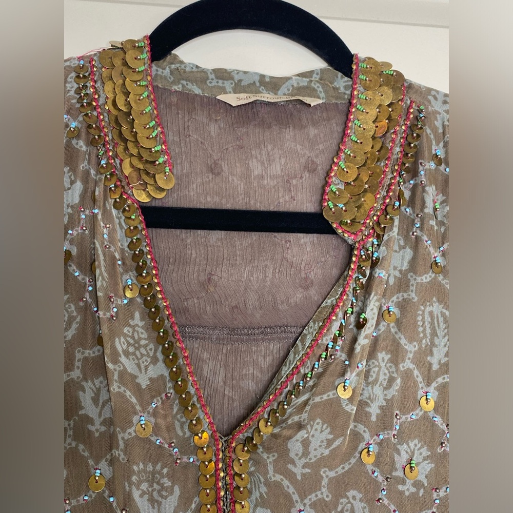 Soft Surroundings Sheer Boho Beaded Top - Picture 2 of 6